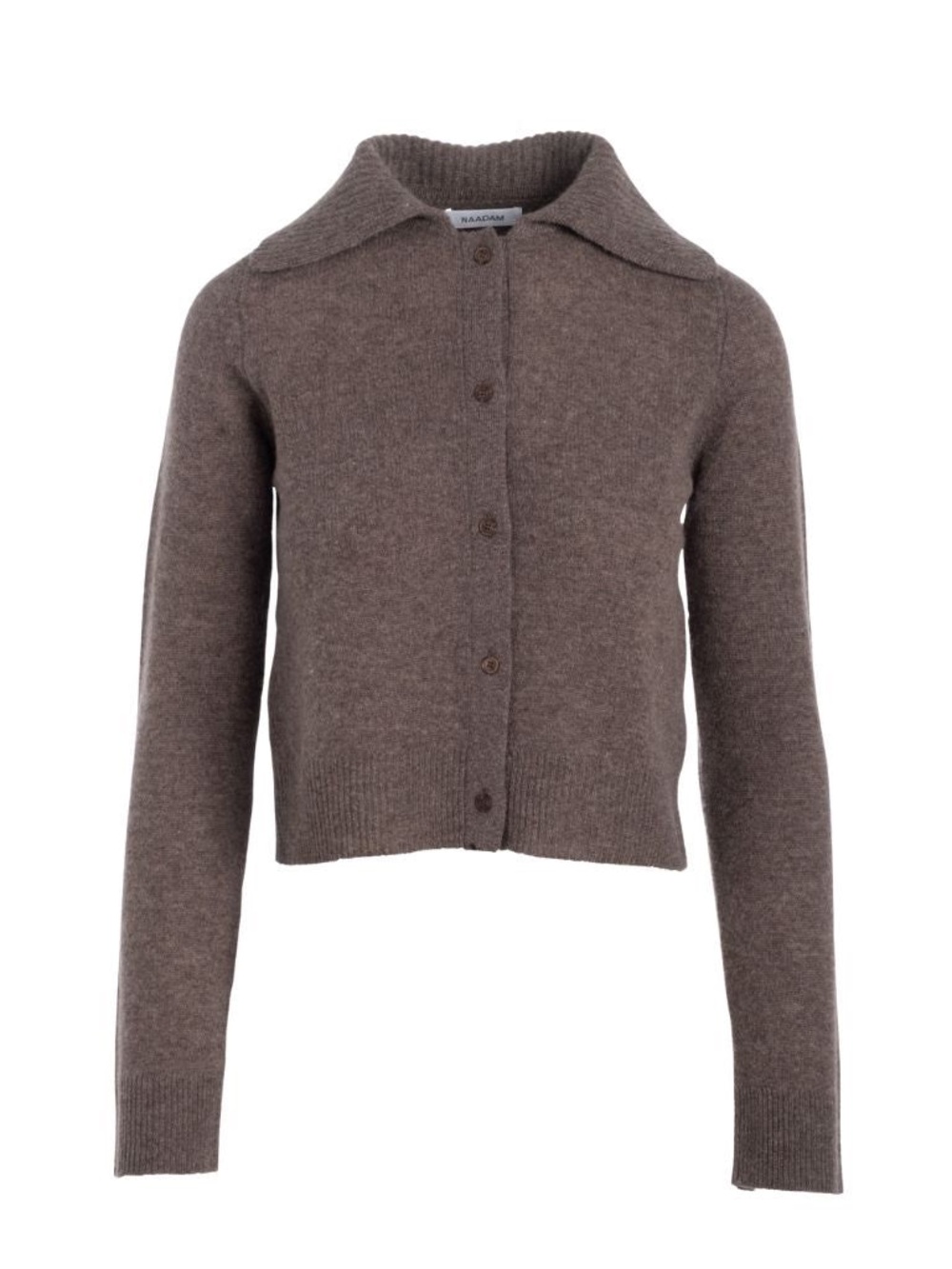 Naadam Coastal Soft Fine Cashmere Slim Fit Collared Cardigan-Cacao Sz SM